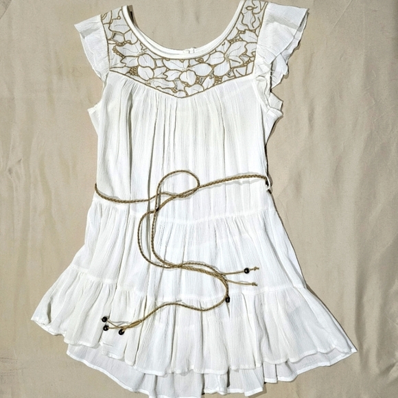 Urban Outfitters ✦ Blu Pepper Ivory Tunic Dress ✦ High-Low w/ Braided Belt Sz S - Picture 9 of 17